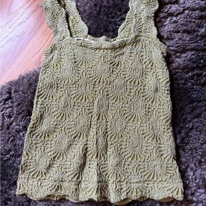 Free People Olive Textured Tank Top